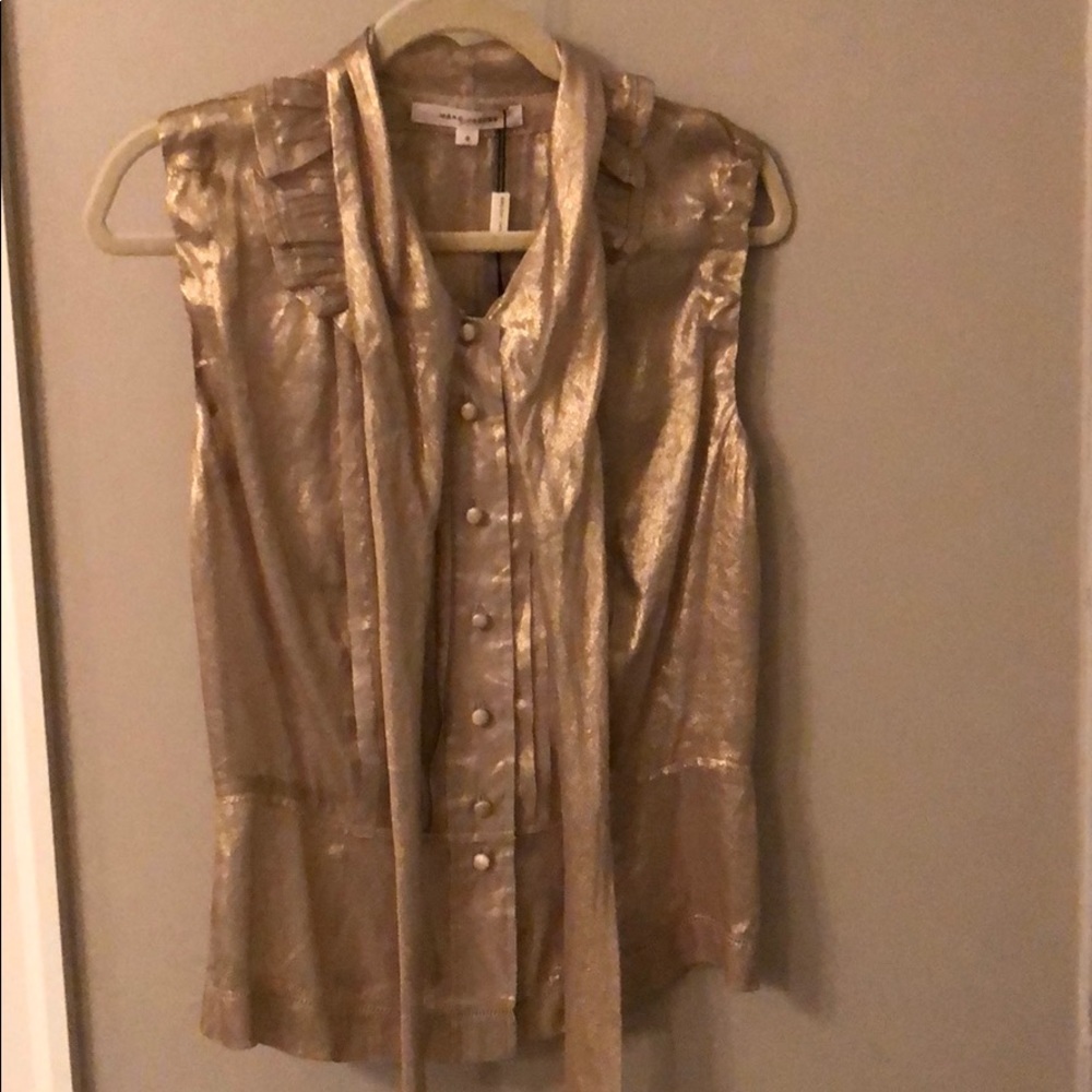 Marc Jacobs gold sheer blouse w/ Tie sz 4 w/ tags